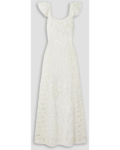LoveShackFancy Ilaria Crocheted Cotton-lace Maxi Dress - White