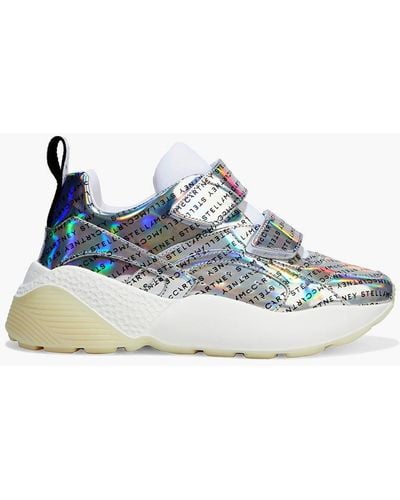 Stella McCartney Eclypse Logo-print Holographic Faux Leather exaggerated-sole Trainers - Metallic