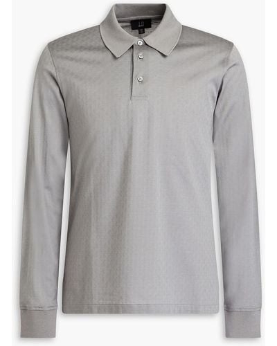 Dunhill Jacquard-knit Cotton Polo Shirt - Gray