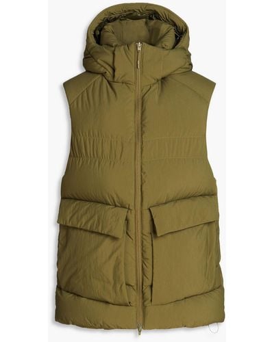 Y-3 Quilted Shell Hooded Down Vest - Green