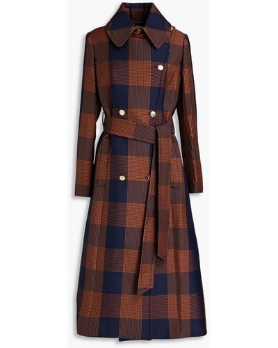 Temperley London Halcyon Checked Wool-blend Twill Coat - Red