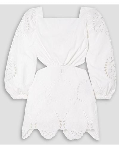 Johanna Ortiz Lunar Relics Cutout Broderie Anglaise Cotton-poplin Mini Dress - White