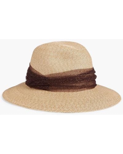 Eugenia Kim Courtney Glittered Tulle-trimmed Paper Panama Hat - Natural