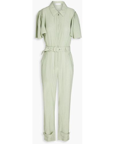 Jonathan Simkhai Callista Belted Crinkled Lyocell-blend Twill Jumpsuit - Green