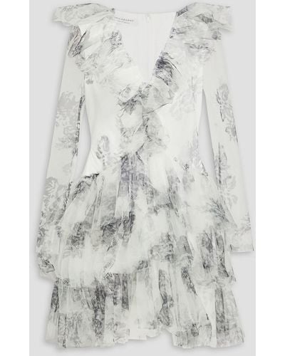 Philosophy Di Lorenzo Serafini Ruffled Floral-print Tulle Mini Dress - White