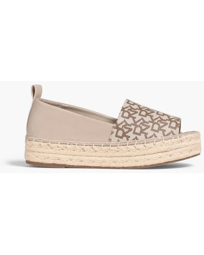 DKNY Magan Logo-print Canvas And Suede Espadrilles - Brown