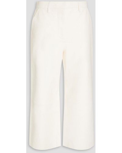 FRAME Cropped Leather Wide-leg Trousers - White