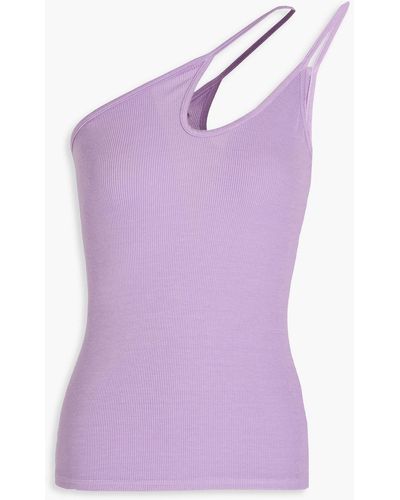 Enza Costa One-shoulder Ribbed Jersey Top - Purple