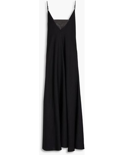 Brunello Cucinelli Bead-embellished Layered Twill Maxi Dress - Black