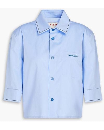 Marni Cropped Cotton-poplin Shirt - Blue