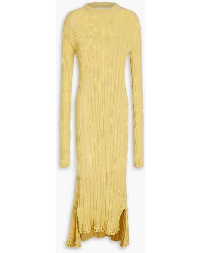 3.1 Phillip Lim Ribbed Cotton-blend Midi Dress - Yellow