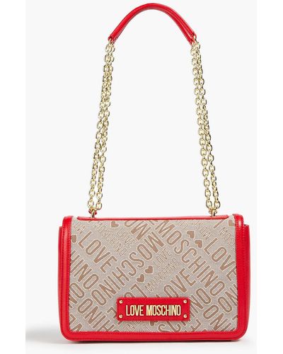 Love Moschino Faux Leather-trimmed Jacquard Shoulder Bag - Natural