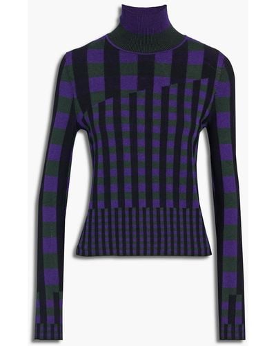 Diane von Furstenberg Beatrice Jacquard-knit Turtleneck Sweater - Purple