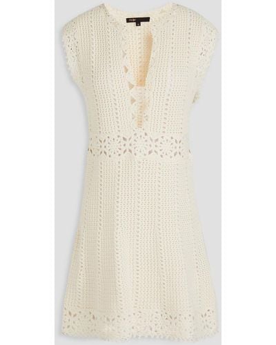 Maje Crocheted Cotton-blend Mini Dress - Natural