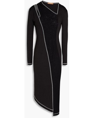 Rejina Pyo Cutout Wool-paneled Jersey Midi Dress - Black