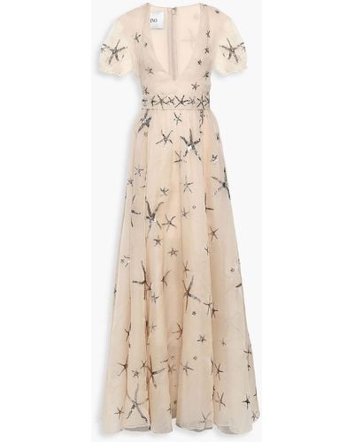 Valentino Garavani Sequin-embellished Silk-organza Gown - Natural