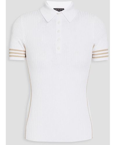 Rag & Bone Peyton Ribbed-knit Polo Shirt - White
