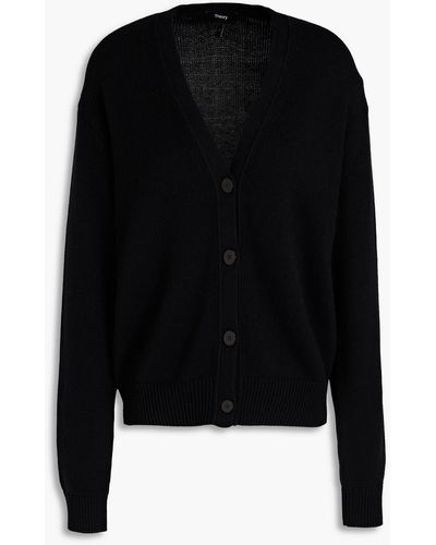 Theory Cotton And Cashmere-blend Cardigan - Black