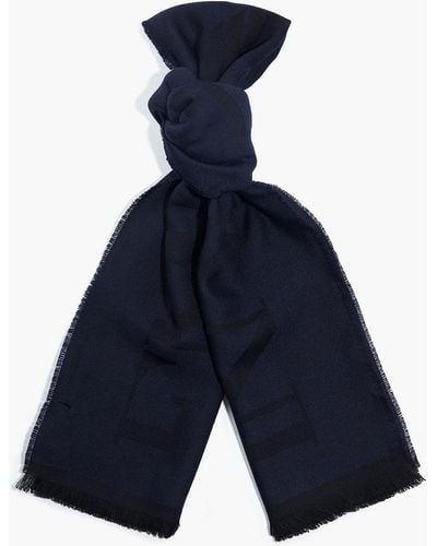 EMPORIO ARMANI Frayed jacquard-knit wool and modal-blend scarf