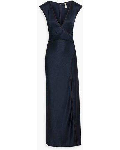 Bec & Bridge Wrap-effect Satin-crepe Maxi Dress - Blue
