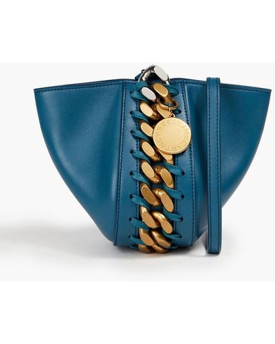Stella McCartney Chain-embellished Faux Leather Shoulder Bag - Blue