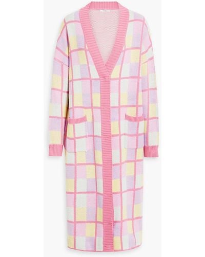Olivia Rubin Checked Knitted Cardigan - Pink