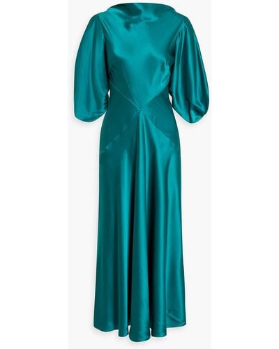 ROKSANDA Cutout Draped Silk-satin Midi Dress - Green