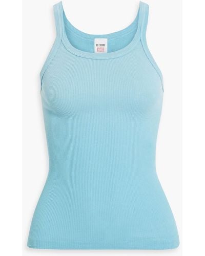 RE/DONE Ribbed Cotton-jersey Tank - Blue