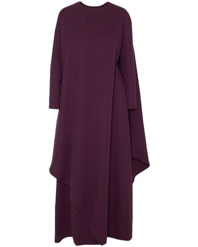 Valentino Garavani Cape-effect Asymmetric Silk-cady Gown - Purple
