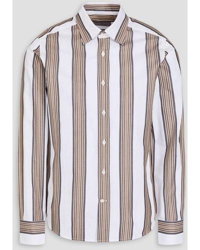 Canali Striped Cotton-poplin Shirt - Natural