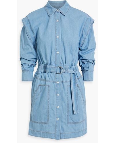 10 Crosby Derek Lam Hadley Cotton-chambray Mini Shirt Dress - Blue