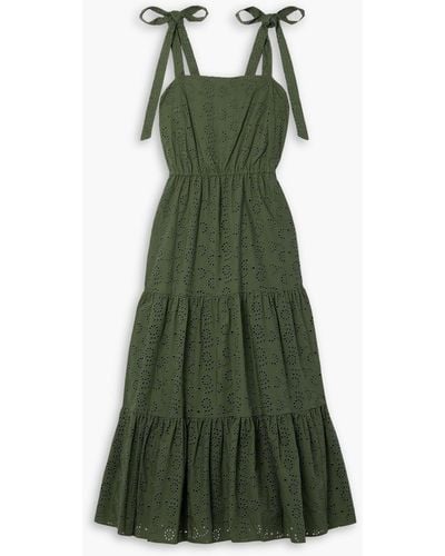 Jason Wu Tiered Broderie Anglaise Cotton Midi Dress - Green