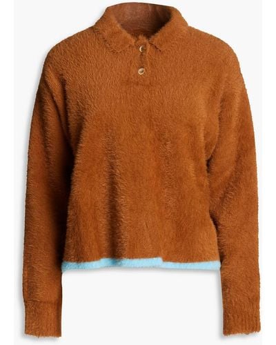 Jacquemus Neve Brushed Stretch-knit Polo Sweater - Brown