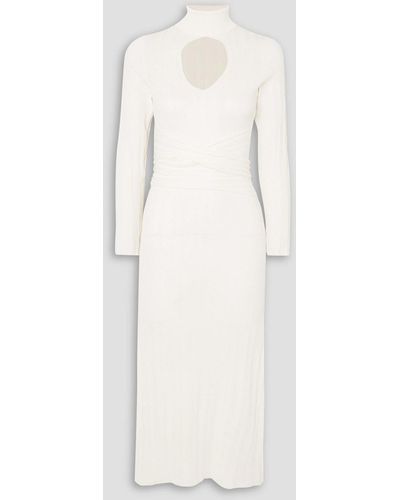 The Line By K Malcolm Cutout Ribbed-knit Turtleneck Midi Dress - Natural