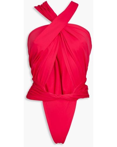 Magda Butrym Twisted Ruched Swimsuit - Red