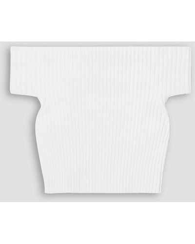 Michael Kors Schulterfreies cropped oberteil aus rippstrick - Weiß
