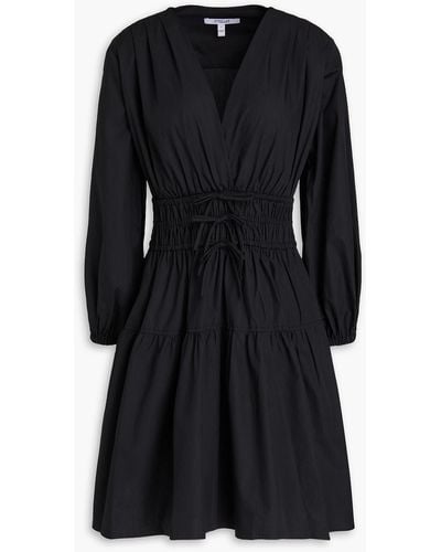 10 Crosby Derek Lam Charlotte Bow-detailed Cotton-poplin Mini Dress - Black