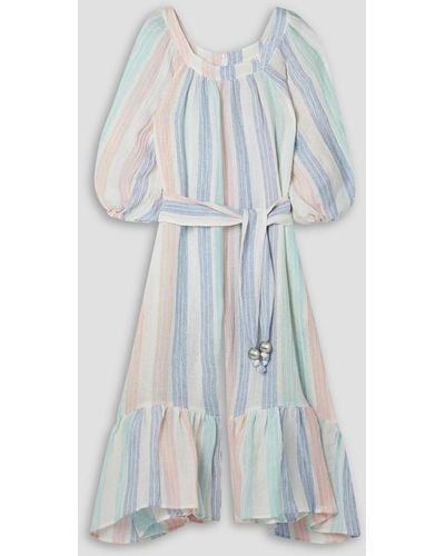 Lisa Marie Fernandez Laure Cropped Striped Linen-blend Gauze Jumpsuit - Blue