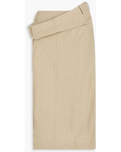 Jacquemus Vela Draped Linen Pencil Skirt - Natural