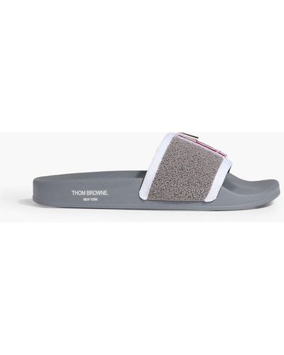 Thom Browne Striped Terry Slides - Gray