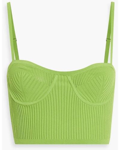 Helmut Lang Ribbed-knit Underwired Bra Top - Green