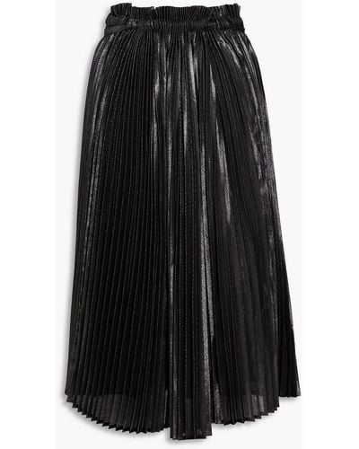 Brunello Cucinelli Pleated Lamé Midi Skirt - Black