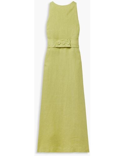 Bondi Born Belted Linen Maxi Dress - Green