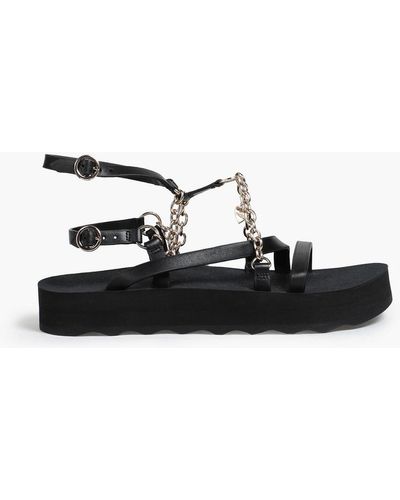 Maje Chain-trimmed Leather Platform Sandals - Black