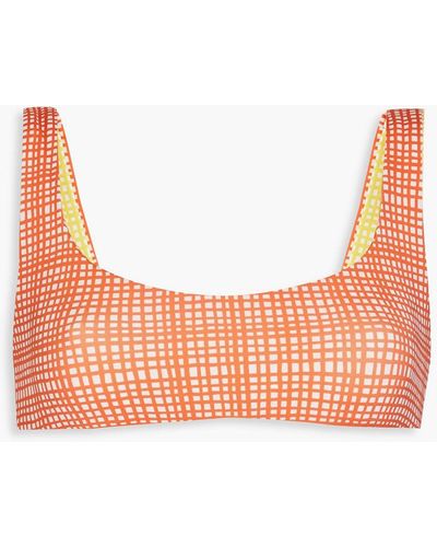 Solid & Striped Reversible Printed Bikini Top - Orange