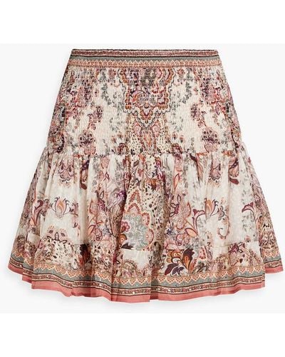 Camilla Crystal-embellished Printed Cotton And Silk-blend Mini Skirt - Pink