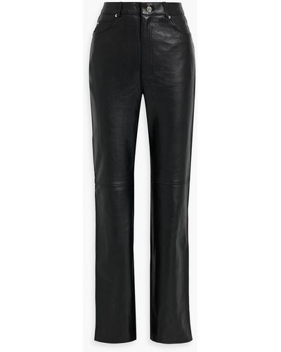GRLFRND Leather Straight-leg Pants - Black