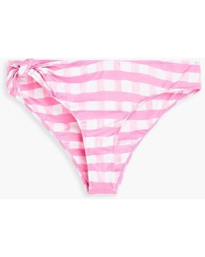 Jacquemus Vichy tief sitzendes bikini-höschen mit gingham-karo und knotendetail - Pink