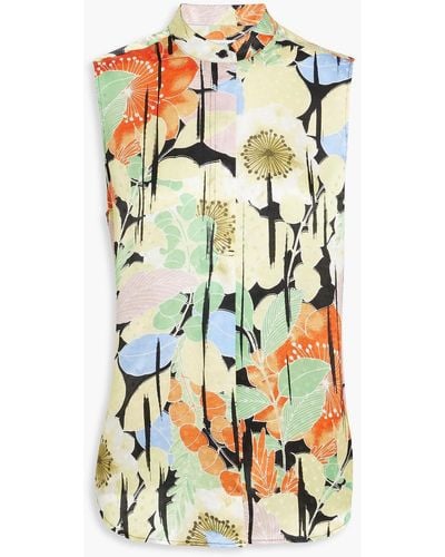 Equipment Therese hemd aus glänzendem seiden-jacquard mit floralem print - Mehrfarbig