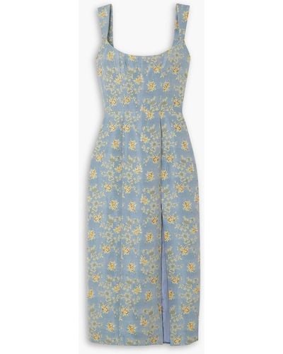 Markarian Claudette Floral-brocade Midi Dress - Blue